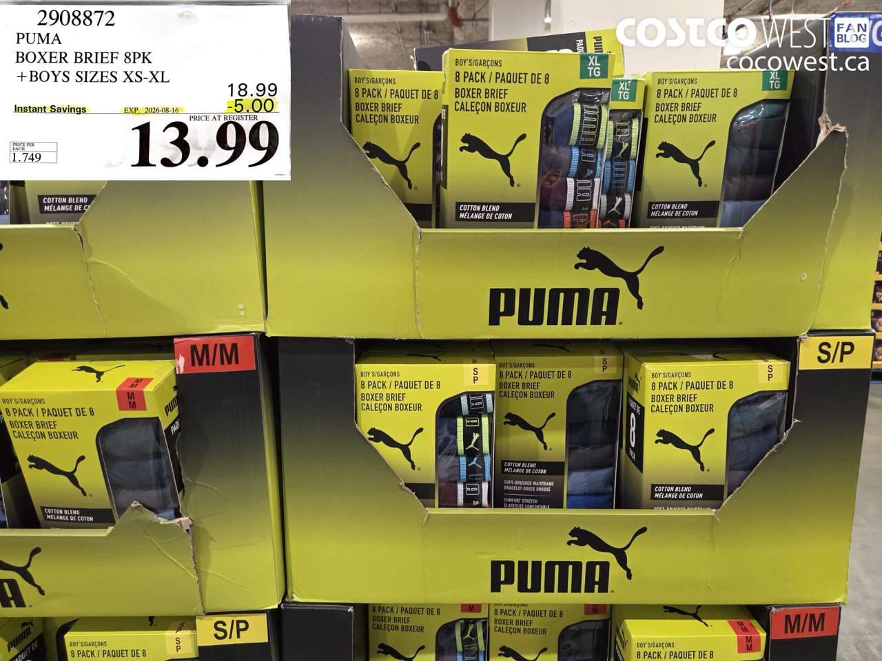 puma boxer brief 8pk boys sizes xsxl