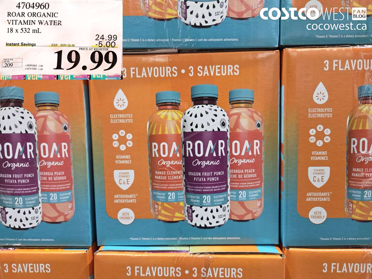 ROAR ORGANIC VITAMIN WATER 18 X 532 ML