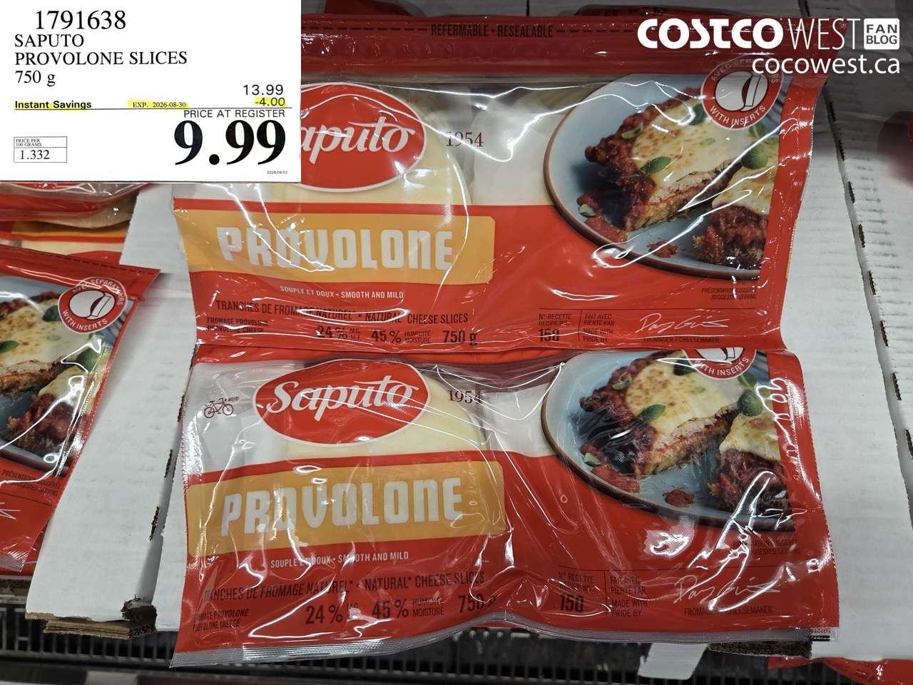 saputo provolone slices 750 g