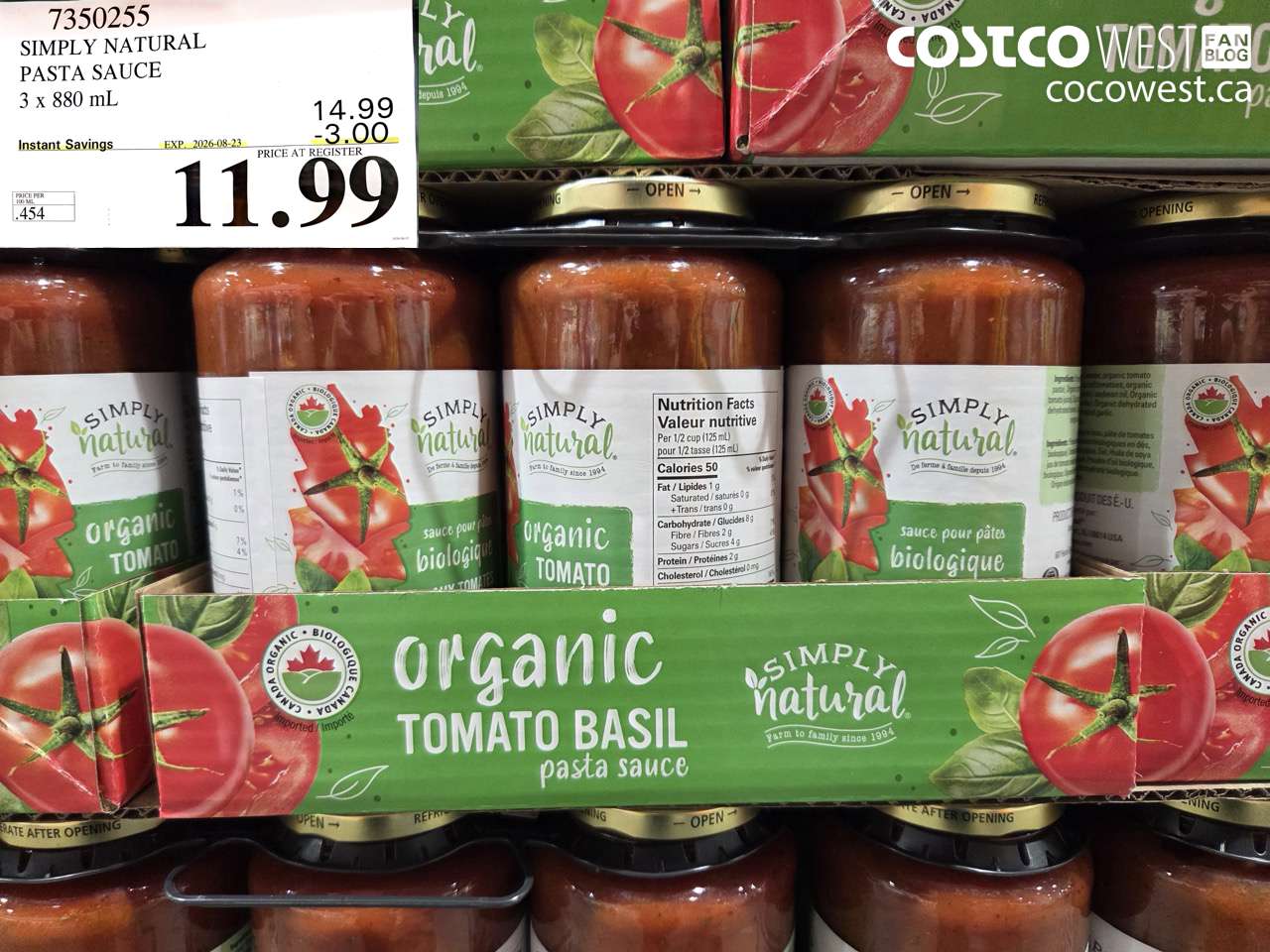 simply natural pasta sauce 3 x 880 ml