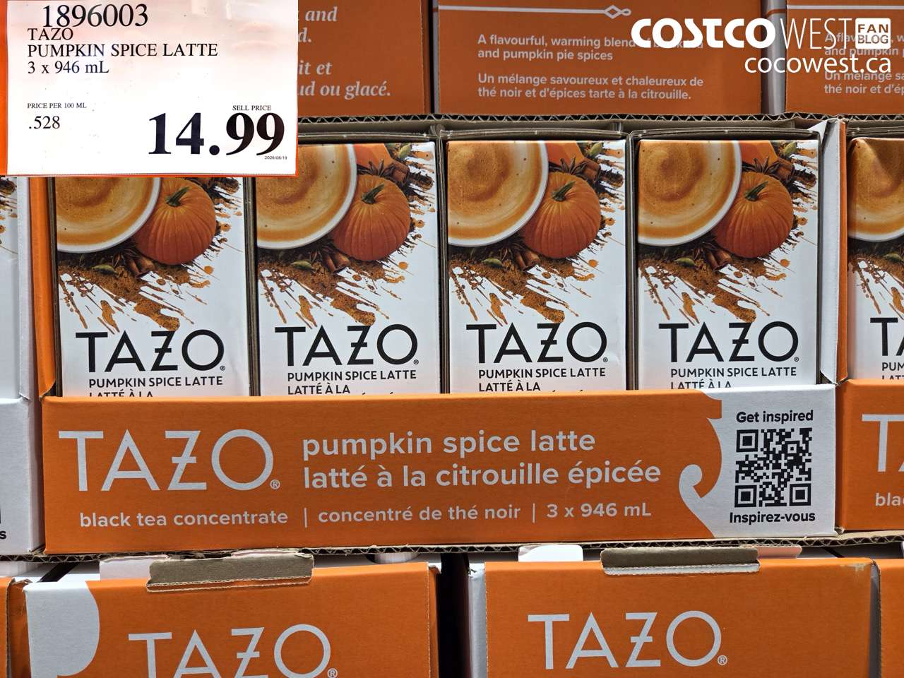 TAZO PUMPKIN SPICE LATTE 3 X 946 ML
