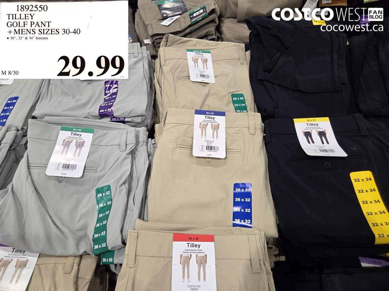 tilley golf pant mens sizes 3040