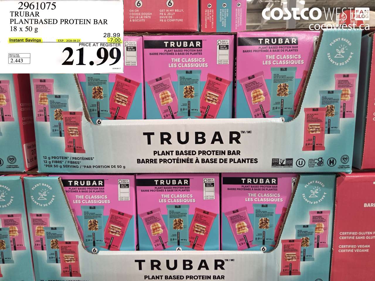 TRUBAR PLANTBASED PROTEIN BAR 18 X 50 G