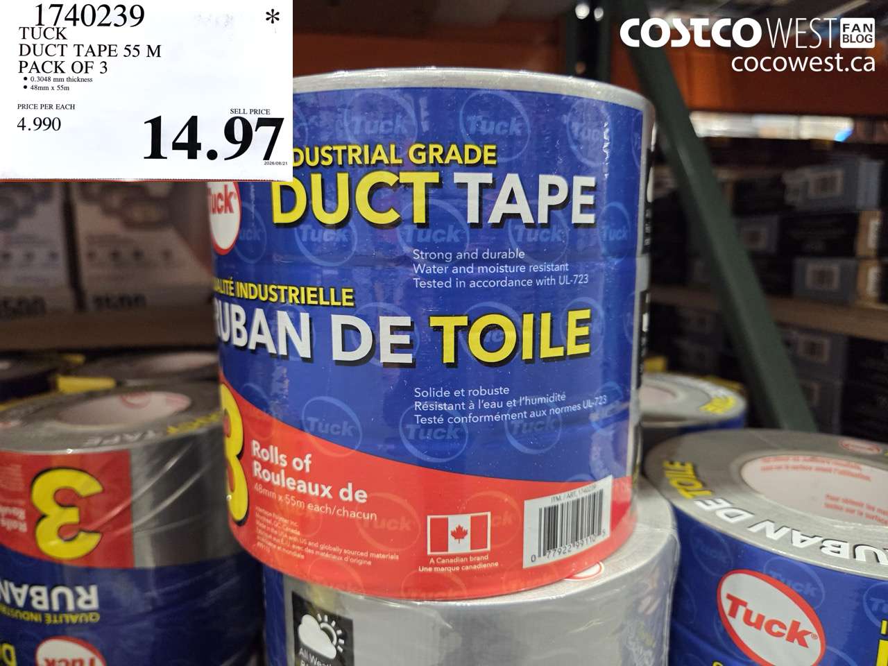 tuck duct tape 55 m pack of 3