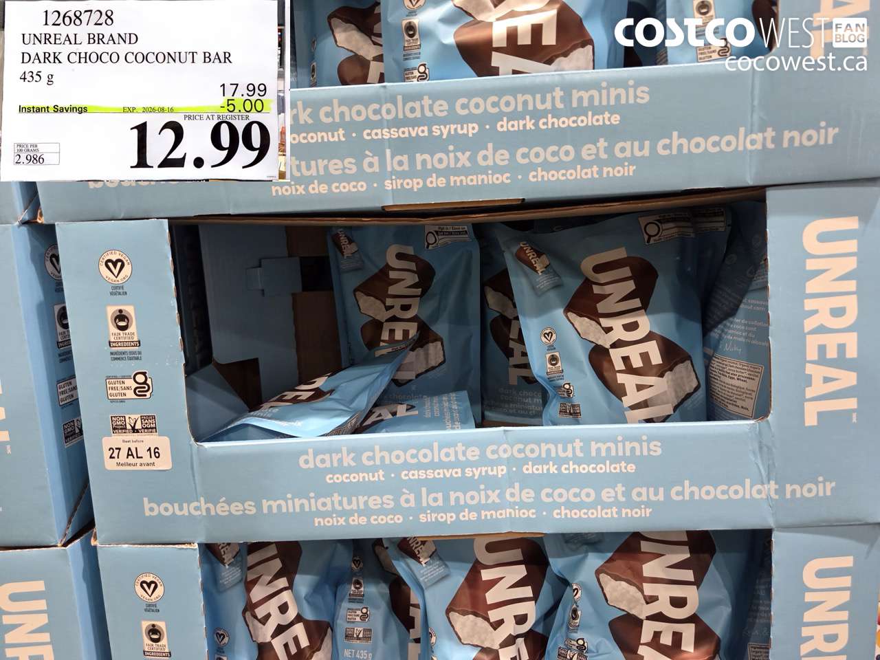 unreal brand dark choco coconut bar 435 g