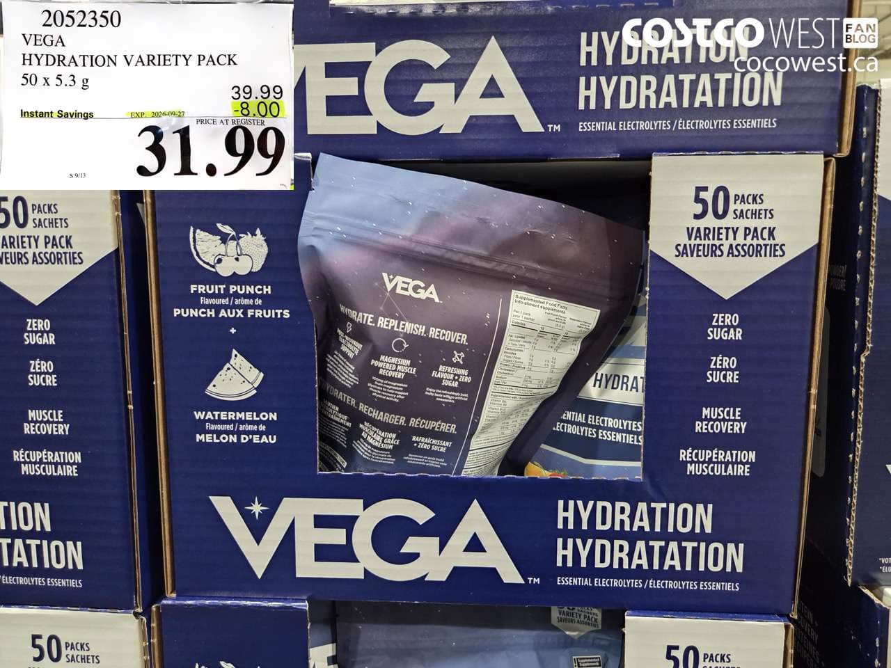 VEGA HYDRATION VARIETY PACK 50 X 5.3 G