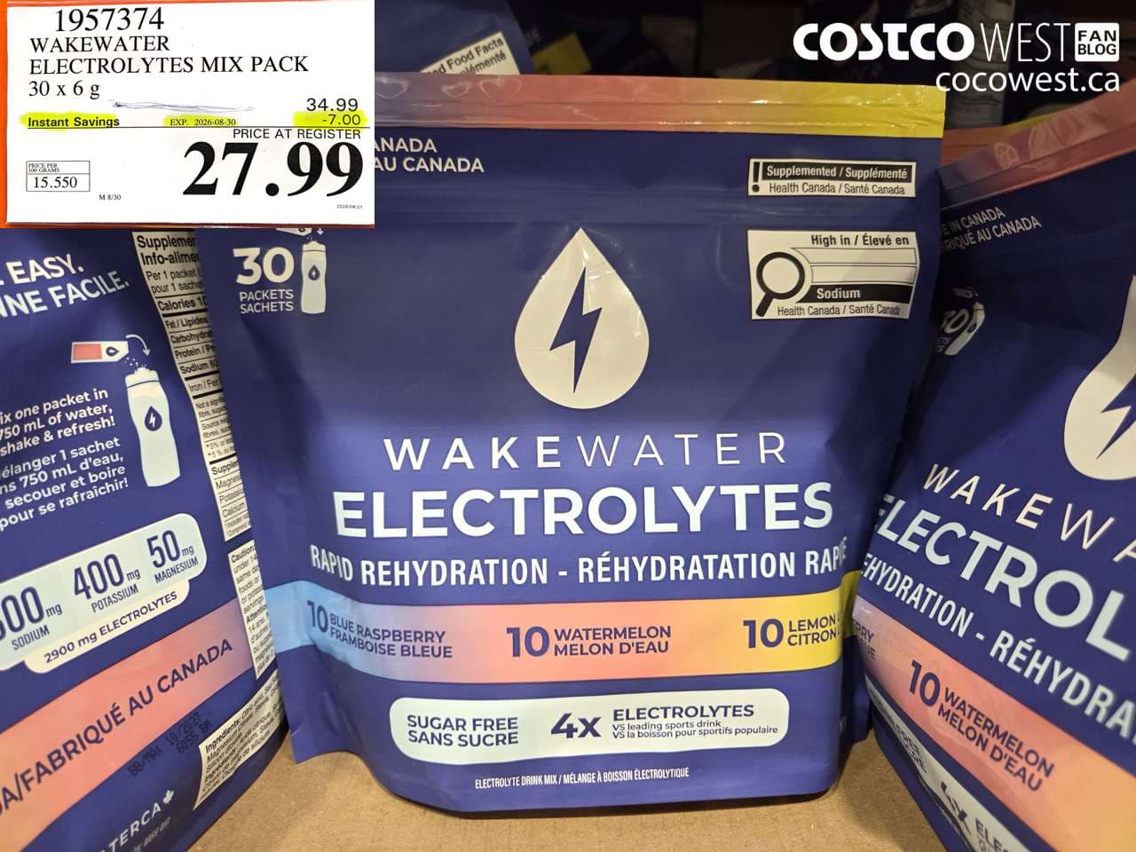 wakewater electrolytes mix pack 30 x 6 g