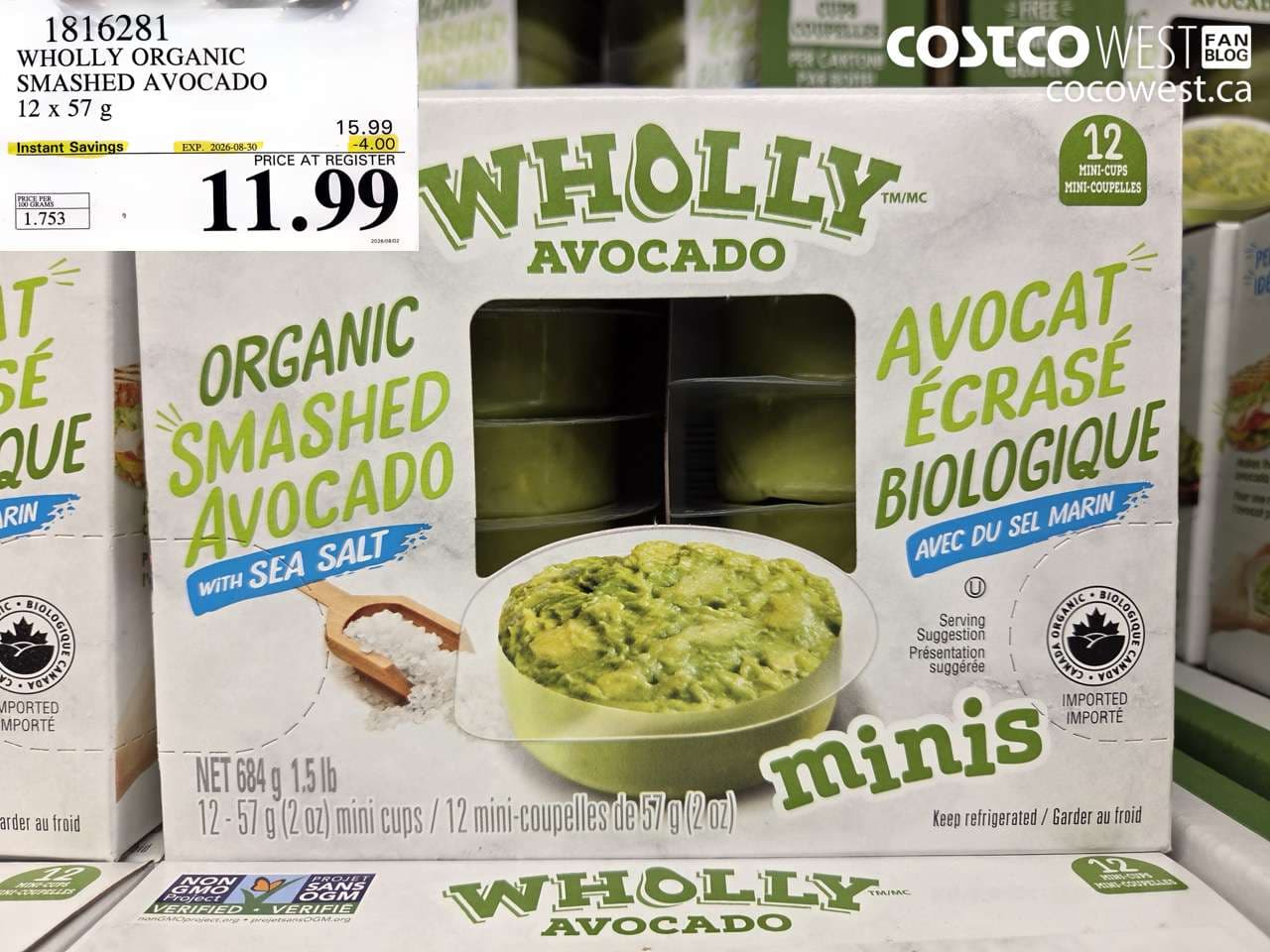 wholly organic smashed avocado 12 x 57 g
