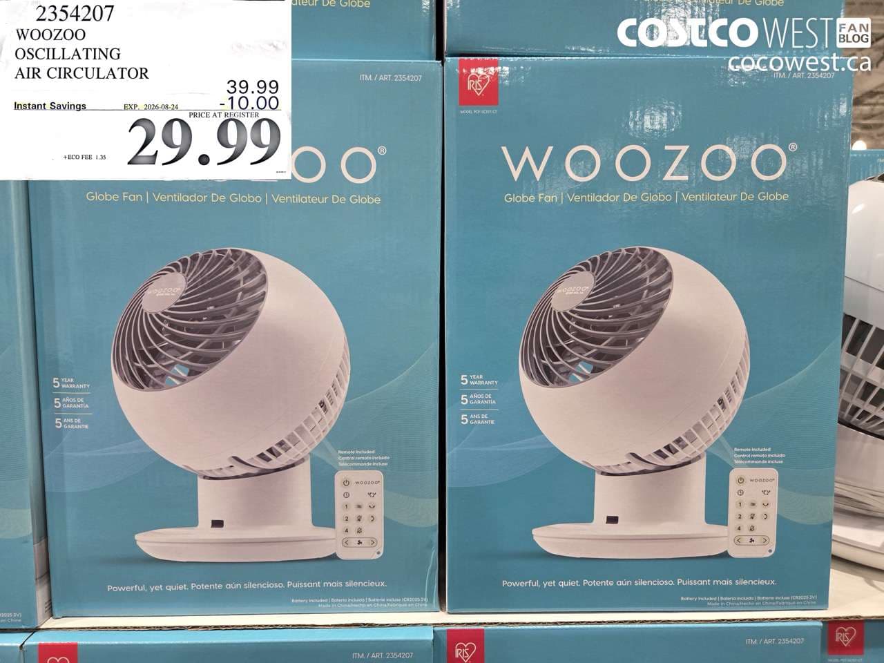 WOOZOO OSCILLATING AIR CIRCULATOR
