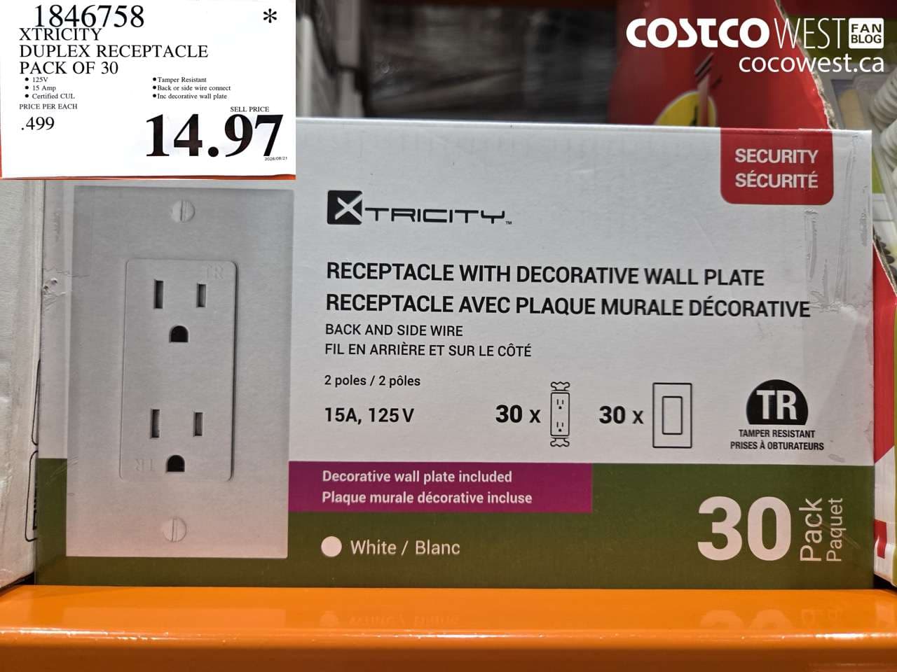 xtricity duplex receptacle pack of 30