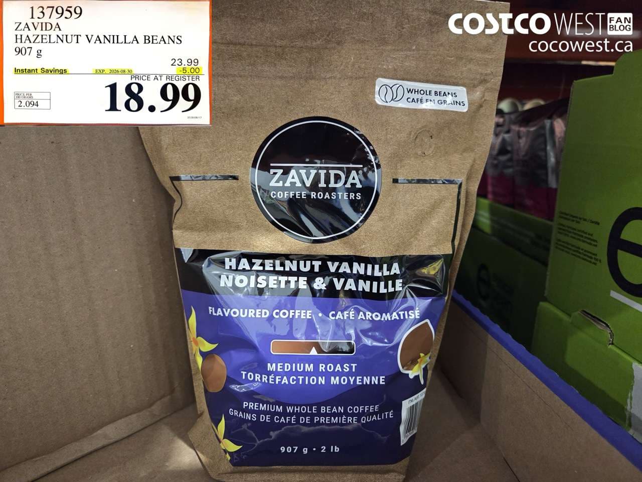 zavida hazelnut vanilla beans 907 g