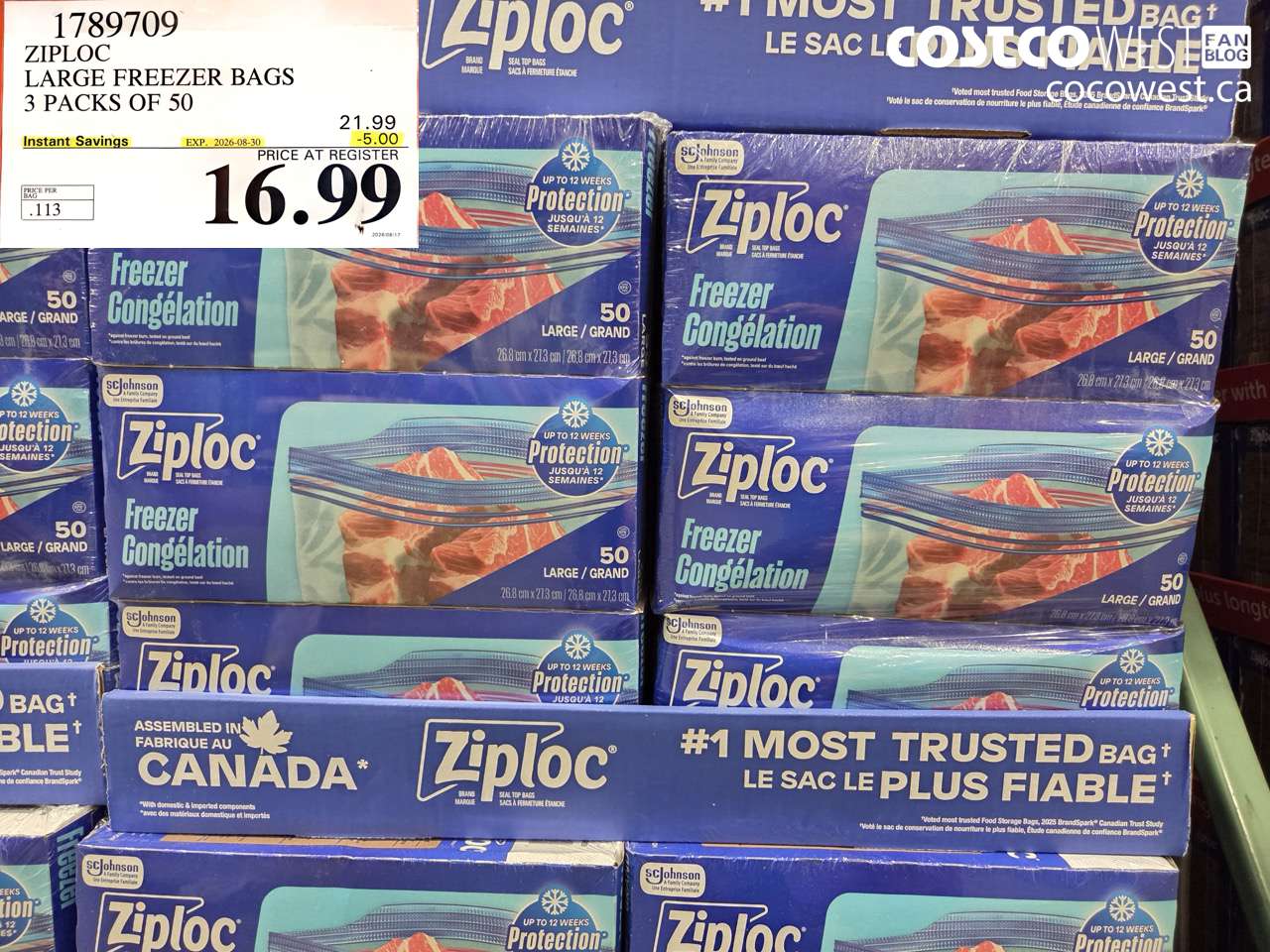 ziploc large freezer bags 3 packs of 50