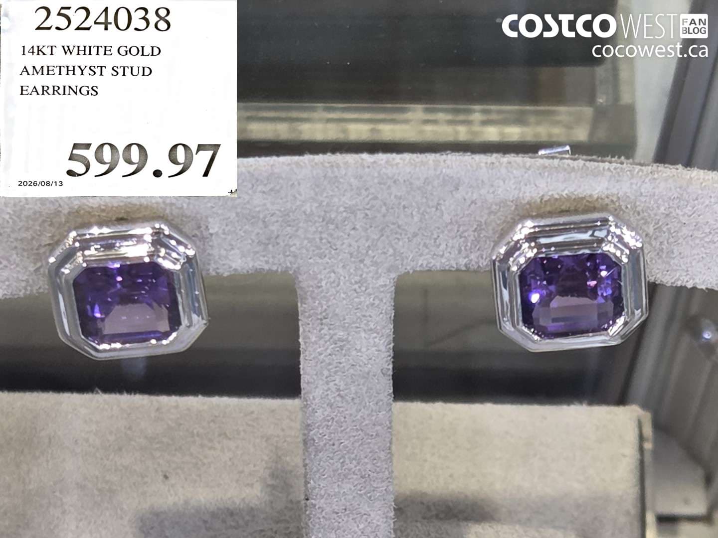 14kt white gold amethyst stud earrings