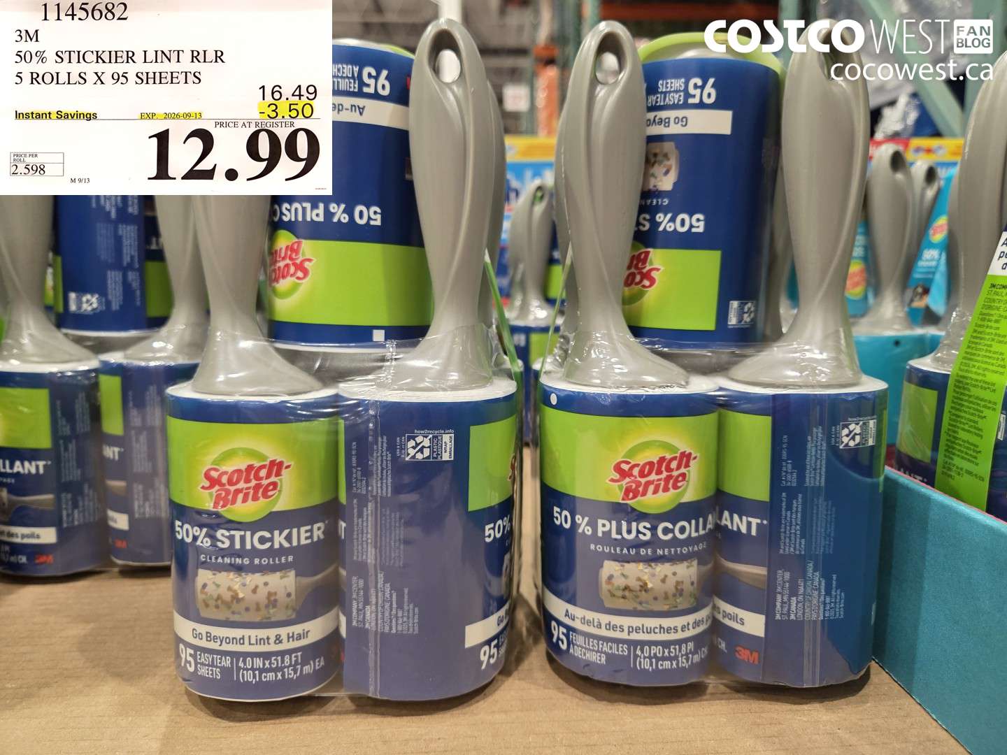 3m 50 stickier lint rlr 5 rolls x 95 sheets
