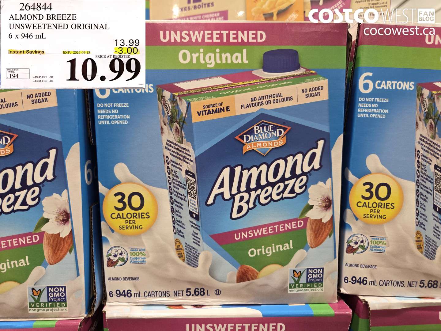 almond breeze unsweetened original 6 x 946 ml