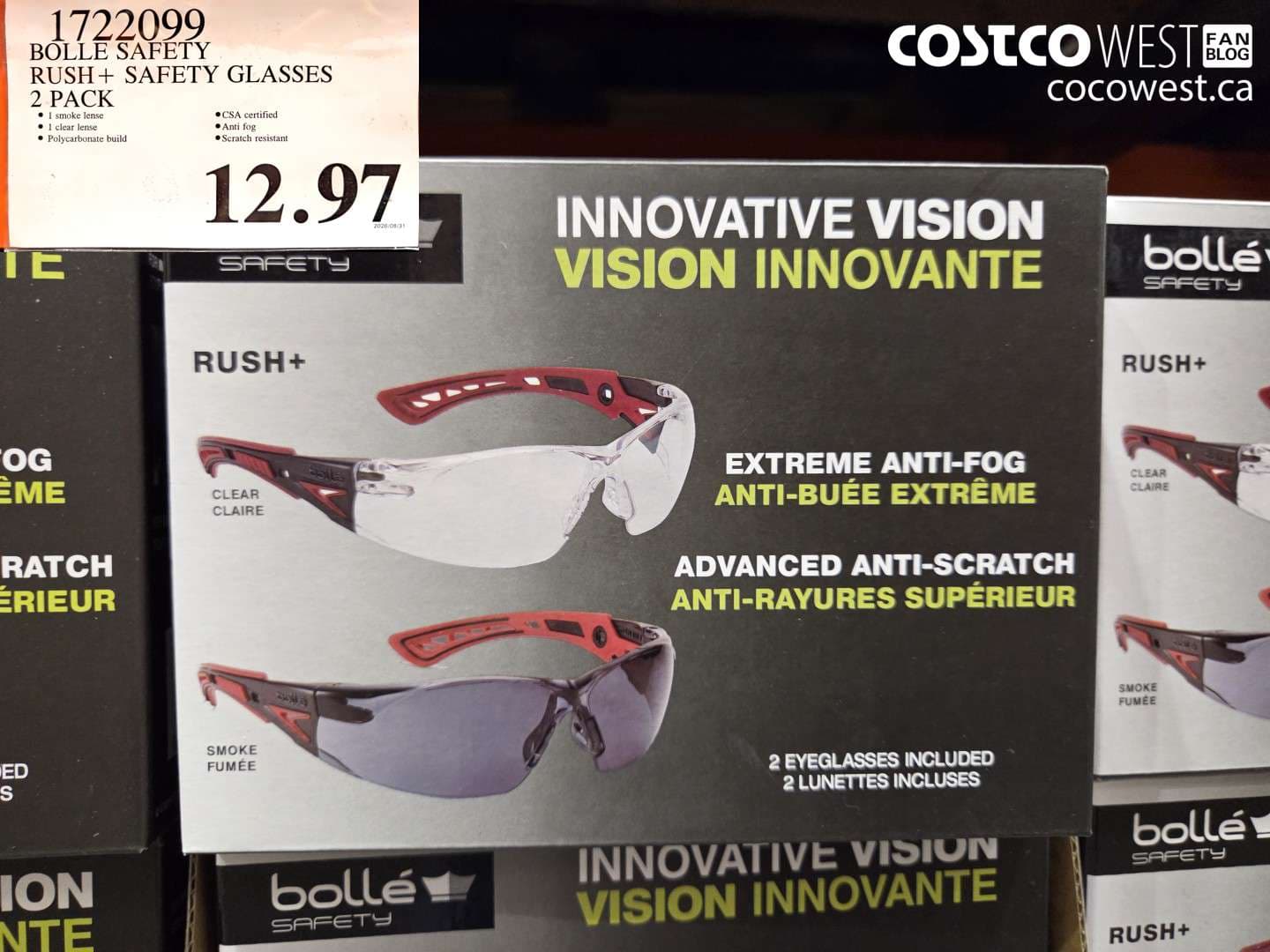 BOLLE SAFETY RUSH+ SAFETY GLASSES 2 PACK