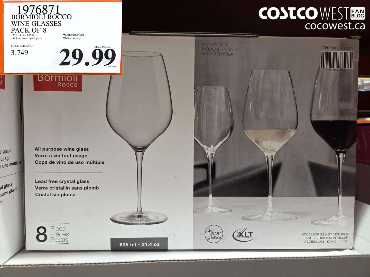 BORMIOLI ROCCO WINE GLASSES PACK OF 8