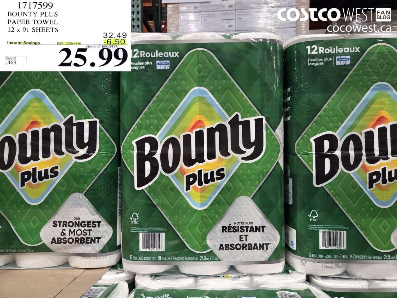 bounty plus paper towel 12 x 91 sheets