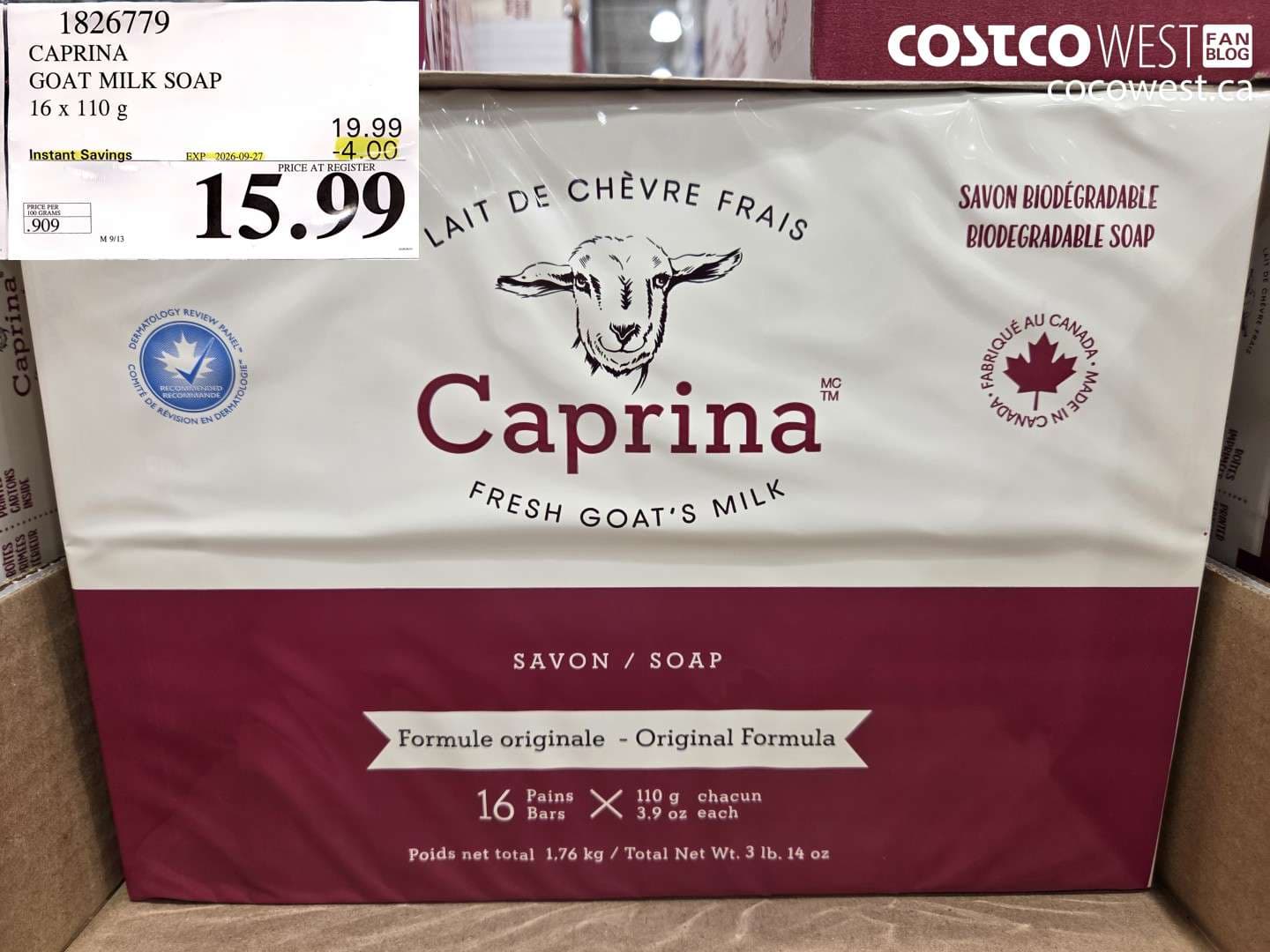 caprina goat milk soap 16 x 110 g