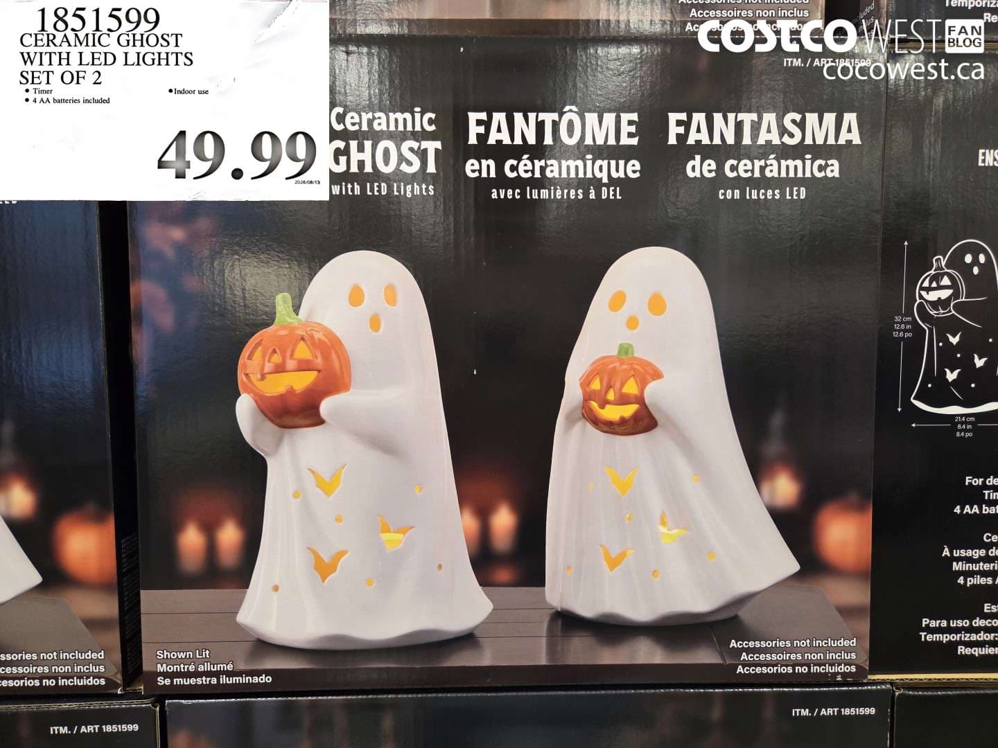 CERAMIC GHOST WITH LED LIGHTS SET OF 2