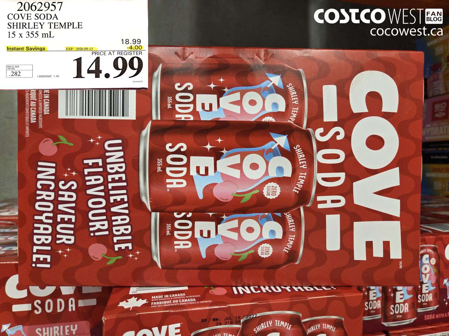 cove soda shirley temple 15 x 355 ml