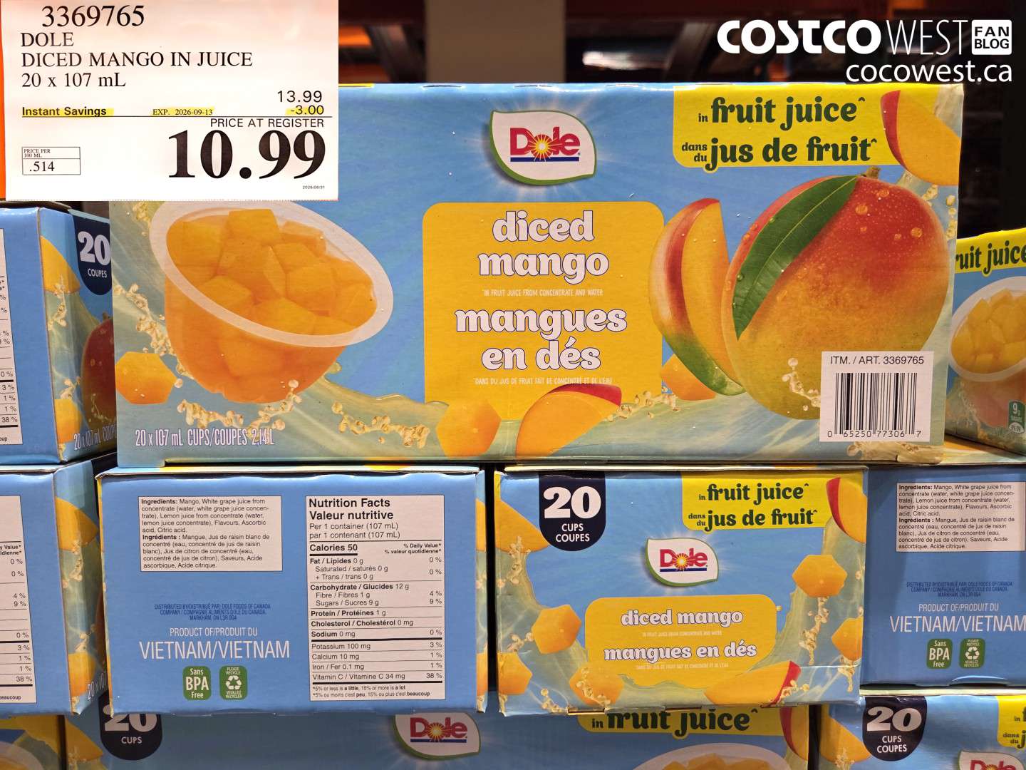 dole diced mango in juice 20 x 107 ml