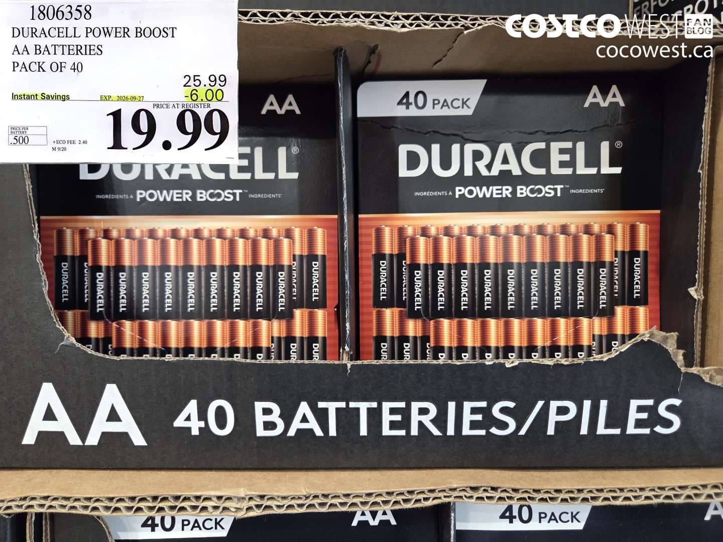 duracell power boost aa batteries pack of 40