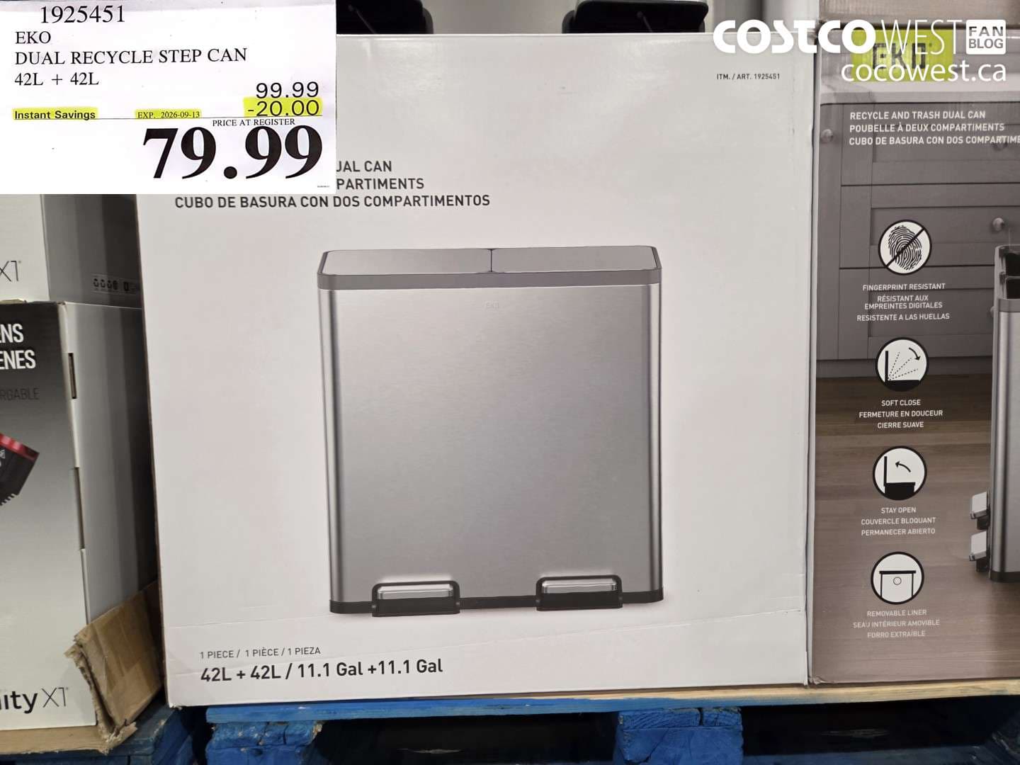 eko dual recycle step can 42l  42l