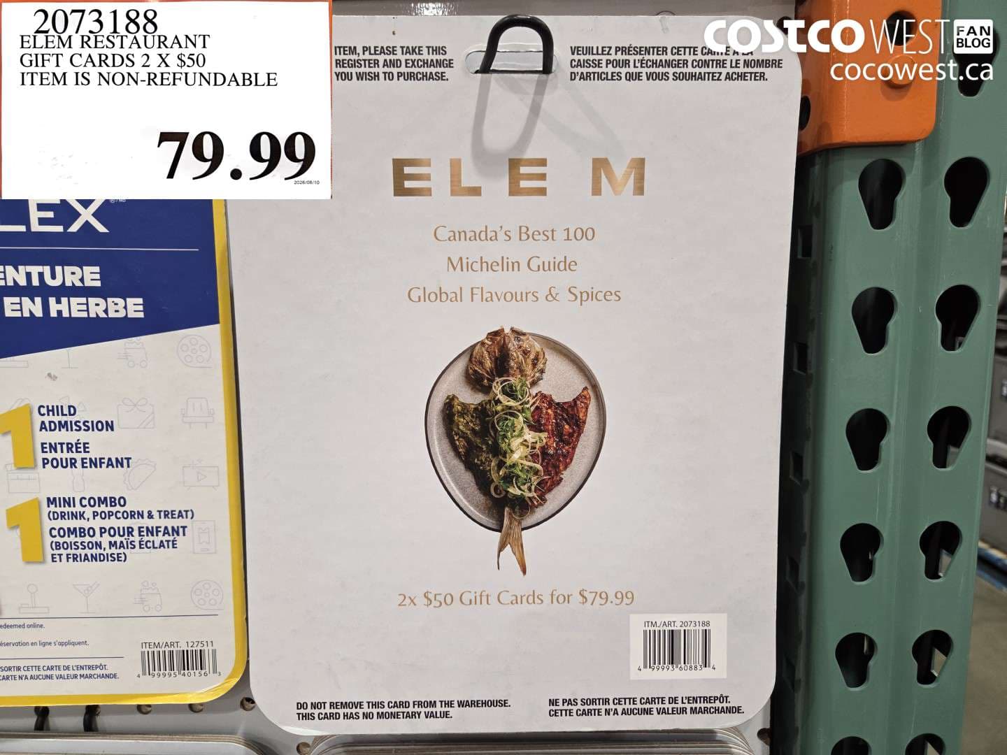 ELEM RESTAURANT GIFT CARDS 2 X $50