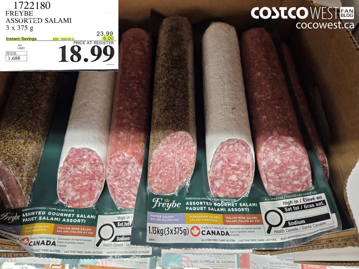 freybe assorted salami 3 x 375 g