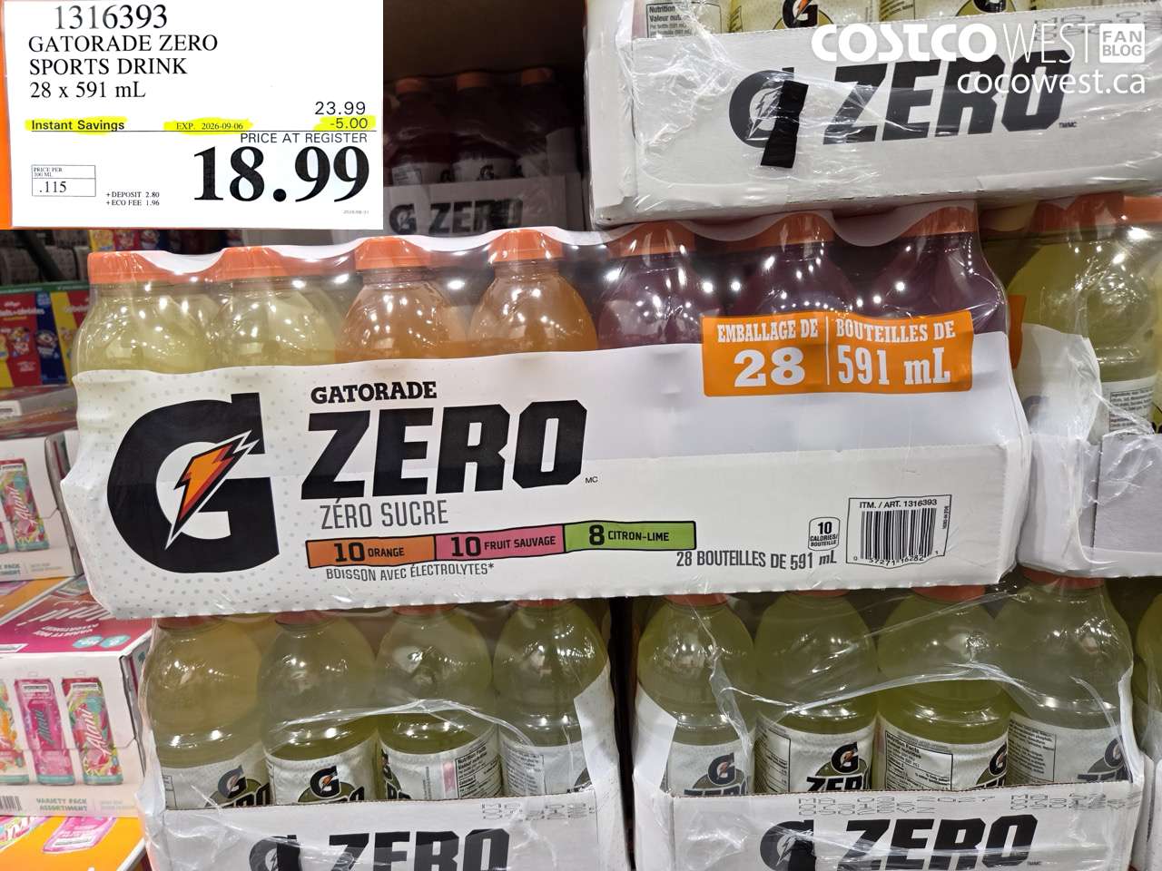 gatorade zero sports drink 28 x 591 ml