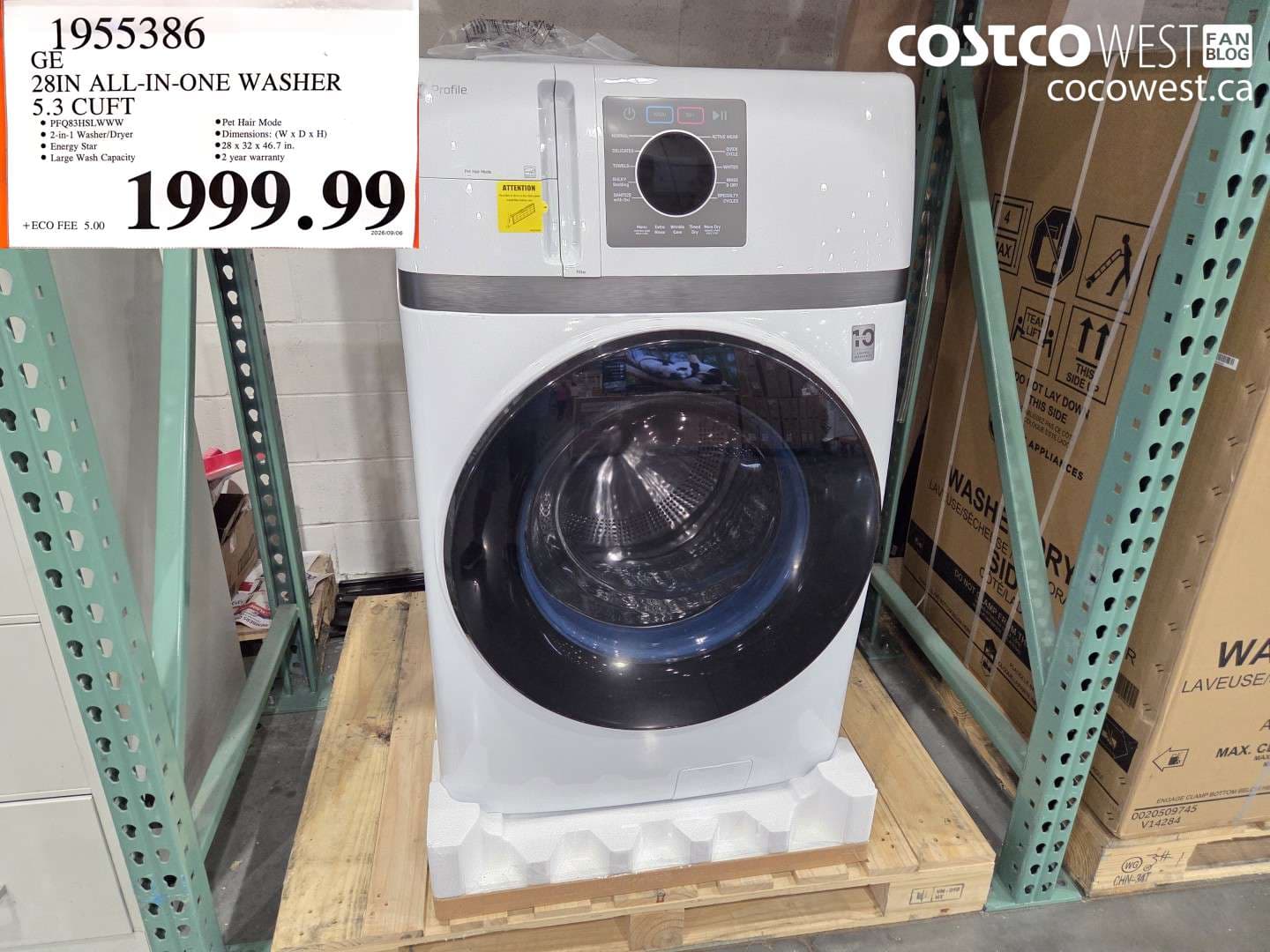 GE 28IN ALL-IN-ONE WASHER 5.3 CUFT