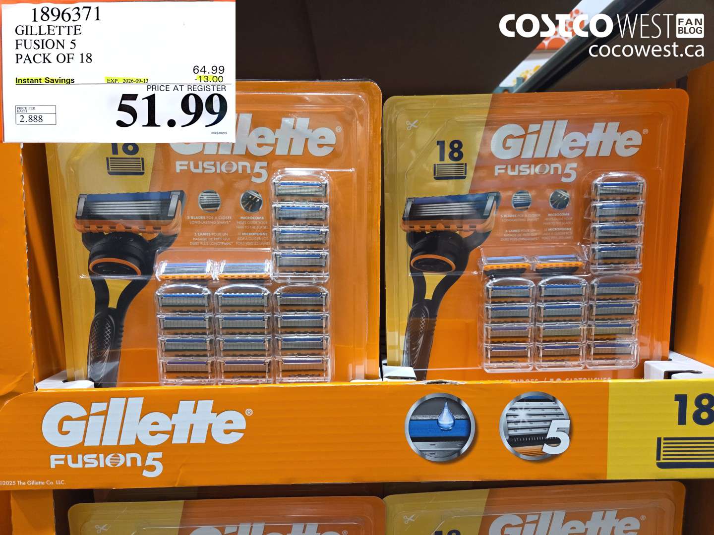 gillette fusion 5 pack of 18
