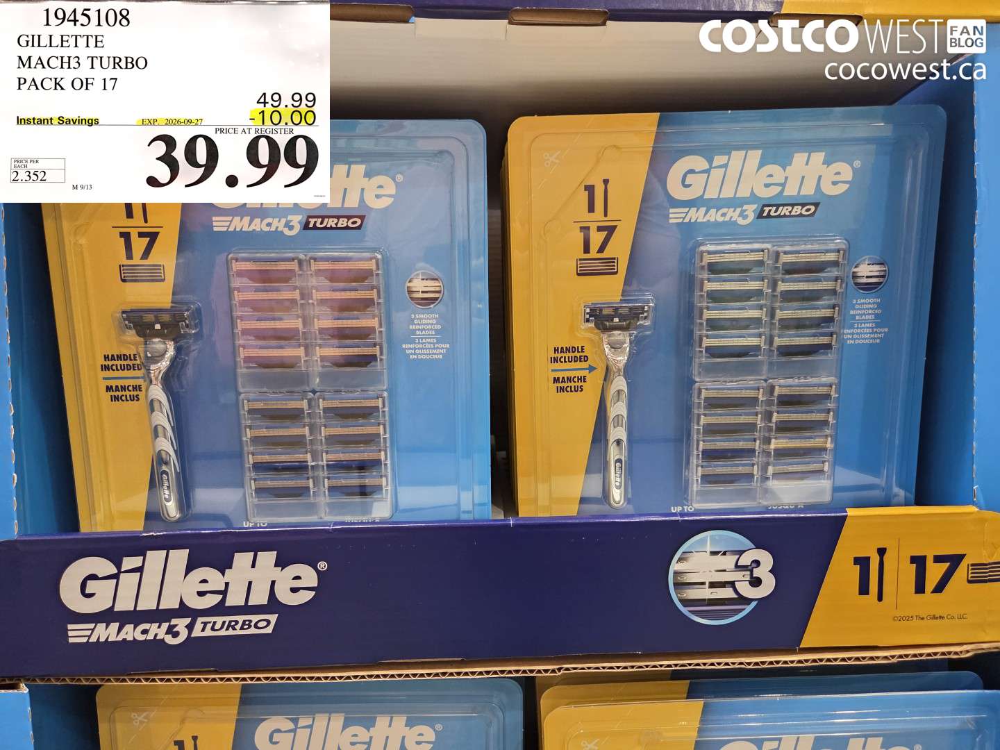 gillette mach3 turbo pack of 17