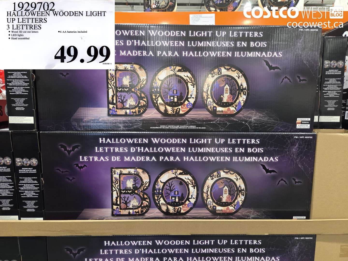 HALLOWEEN WOODEN LIGHT UP LETTERS 3 LETTRES