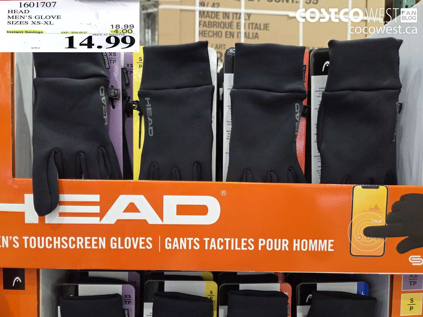 head mens glove sizes xsxl