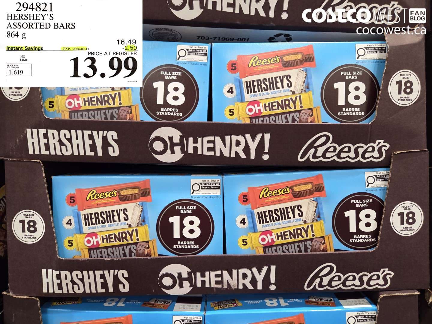 hersheys assorted bars 864 g
