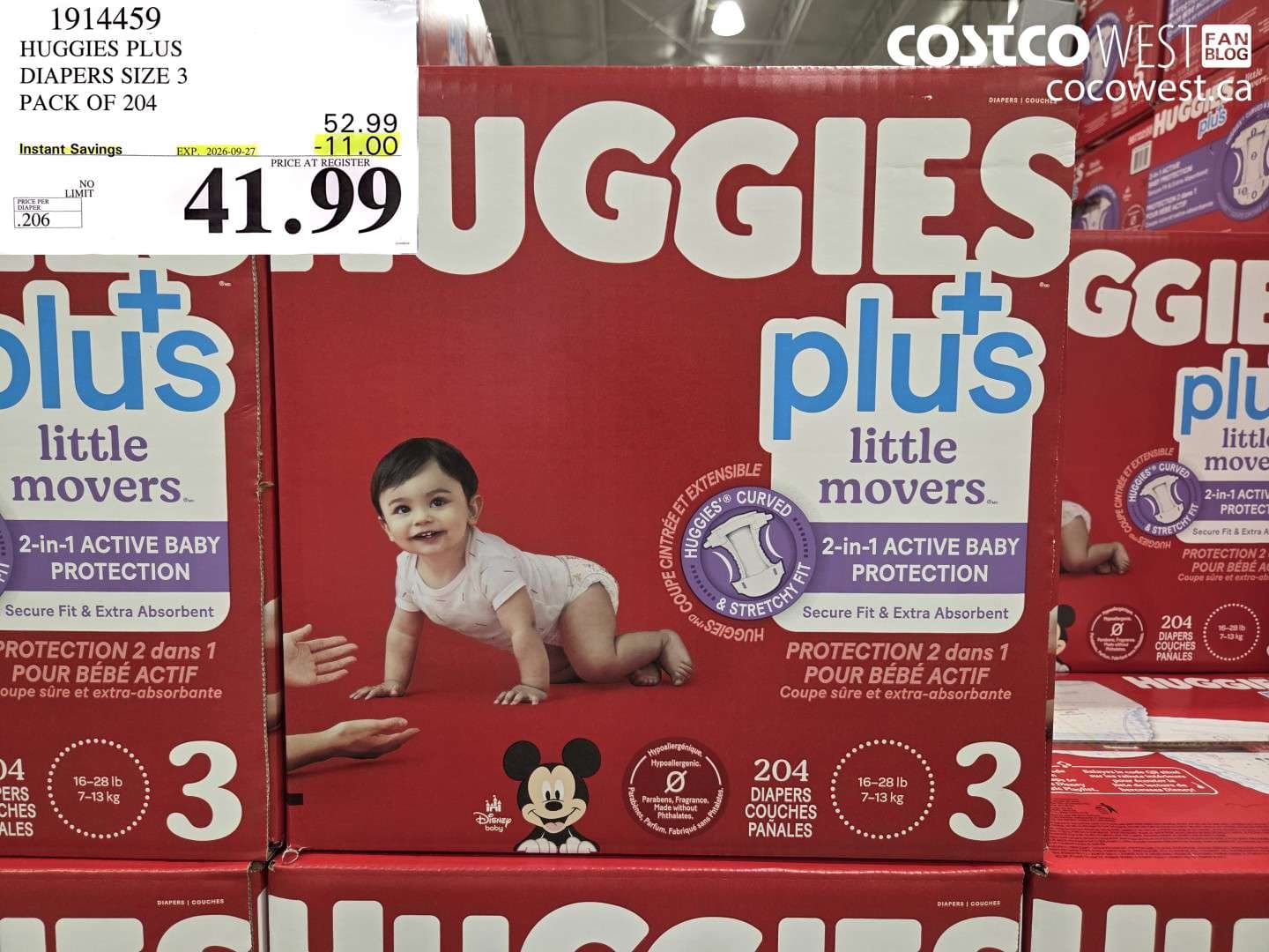 huggies plus diapers size 3 pack of 204