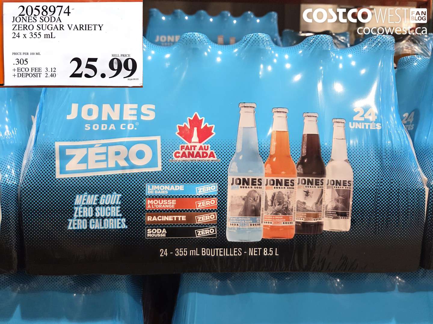 jones soda zero sugar variety 24 x 355 ml