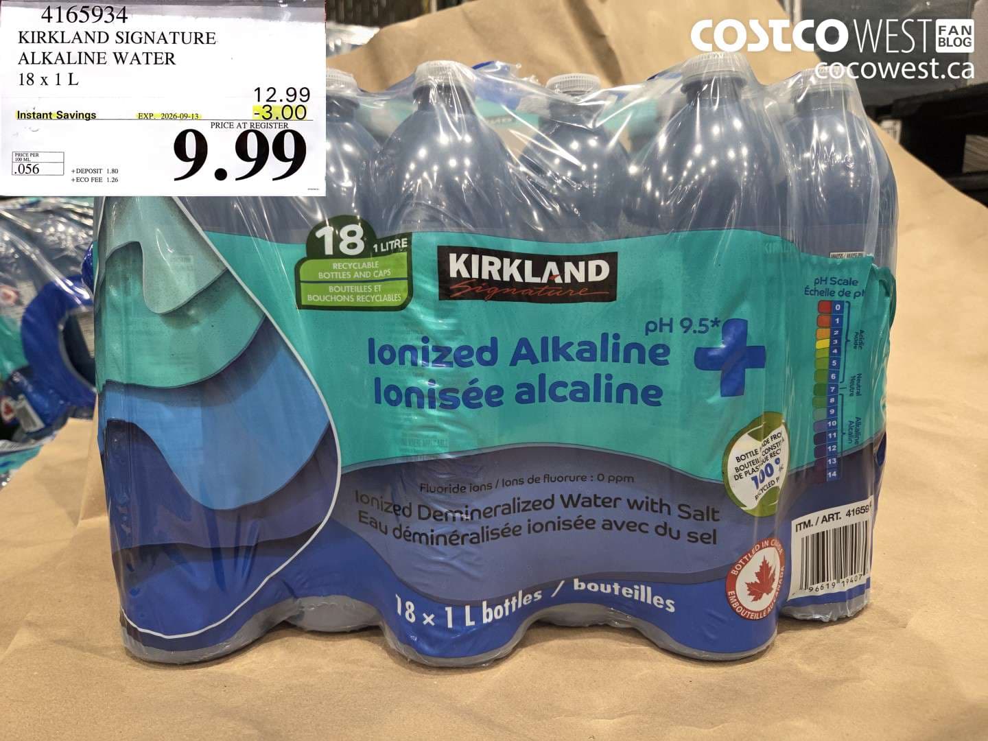 kirkland signature alkaline water 18 x 1 l