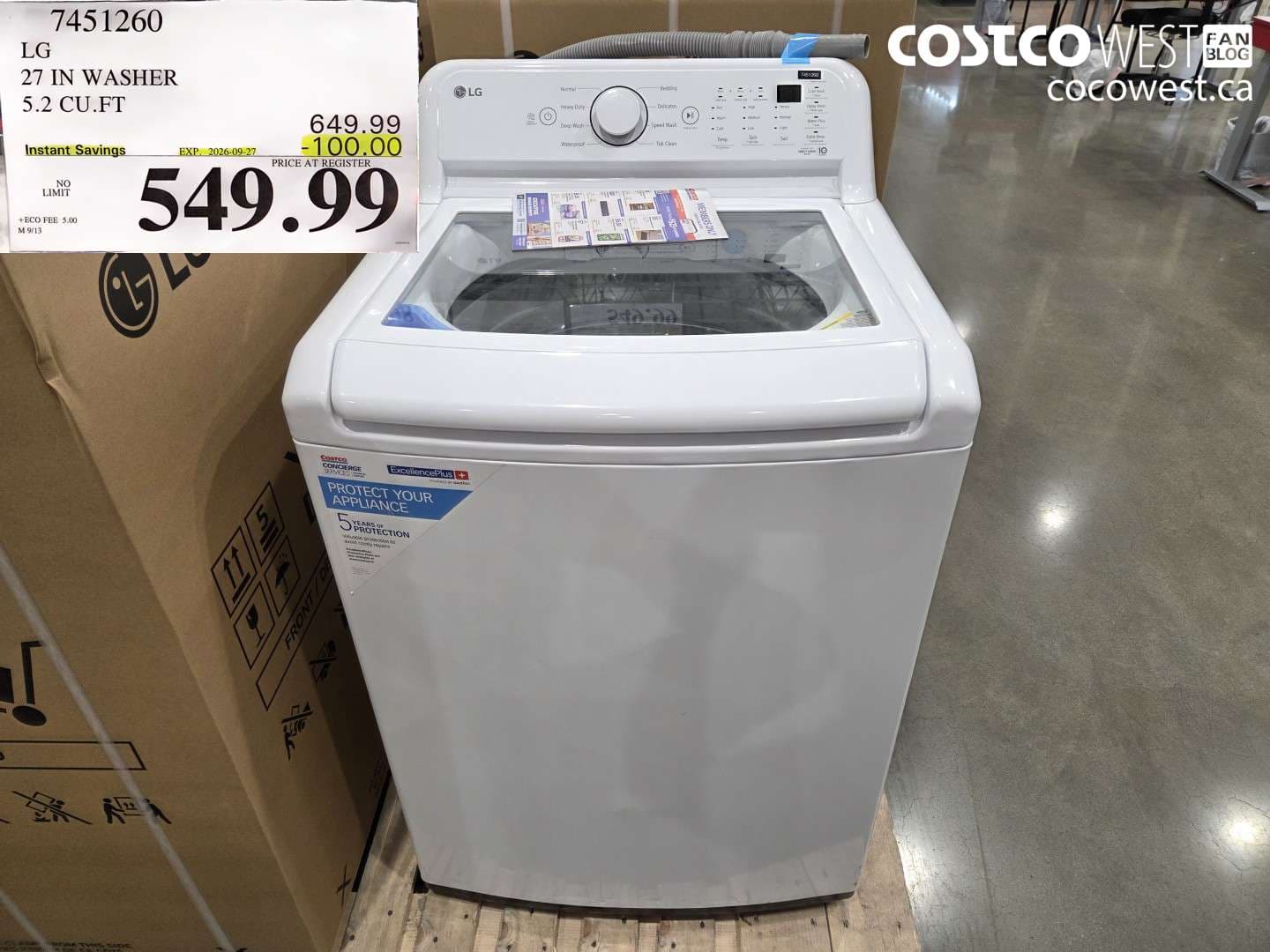 lg 27 in washer 52 cuft