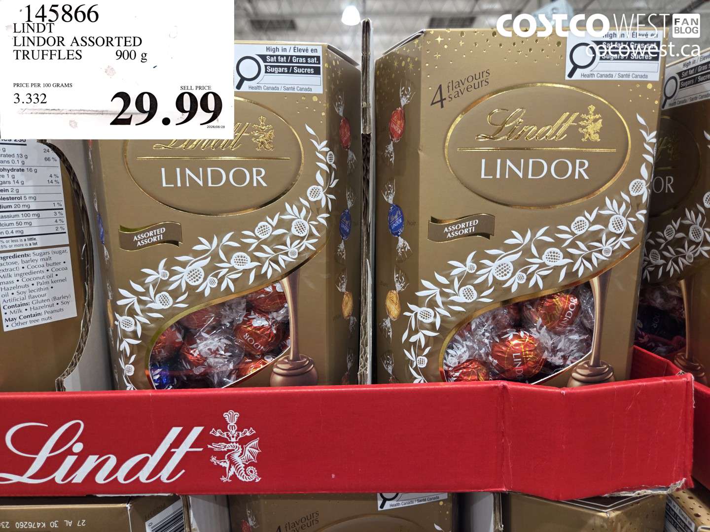 LINDT LINDOR ASSORTED TRUFFLES 900 G