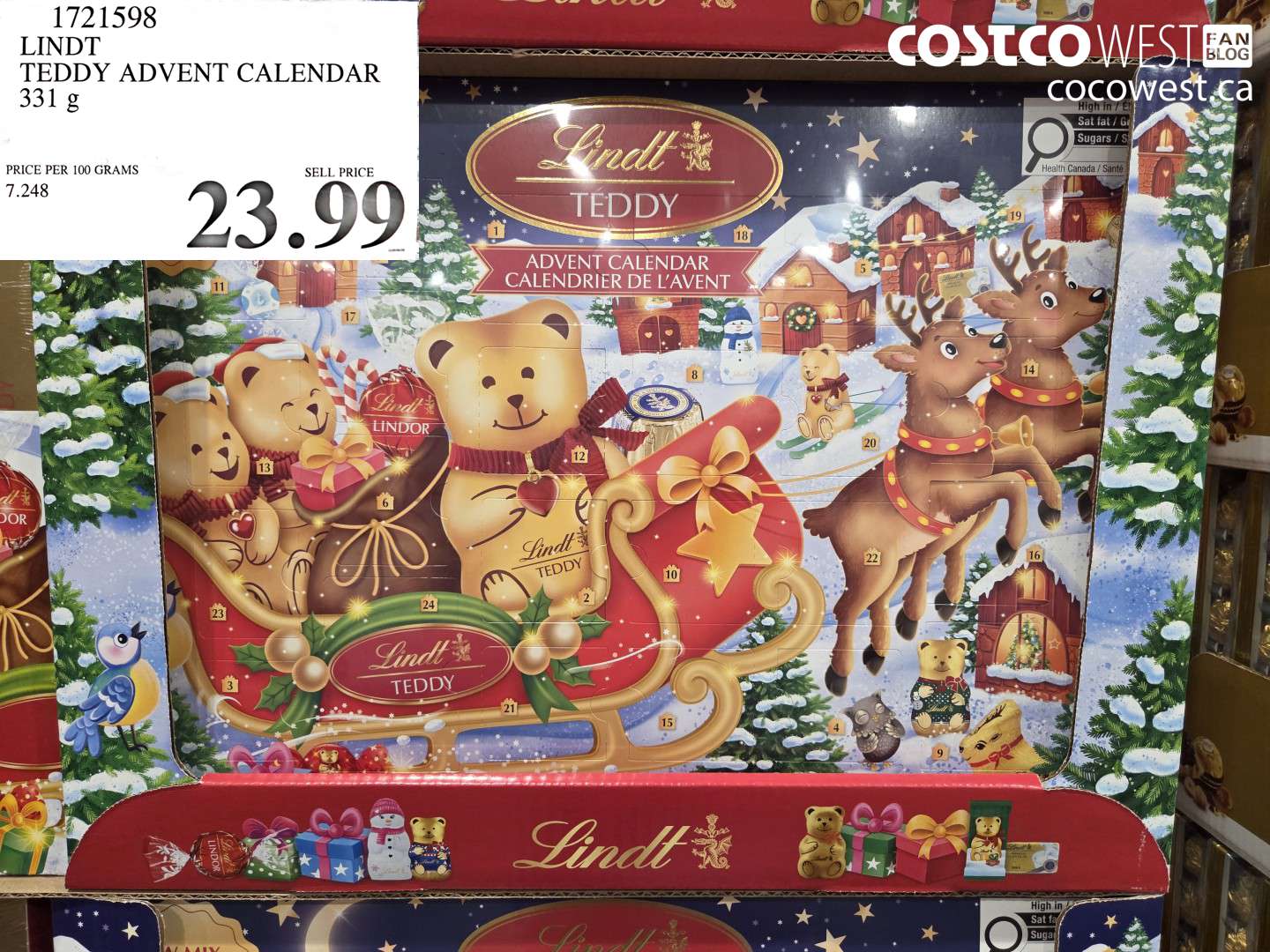 LINDT TEDDY ADVENT CALENDAR 331 G
