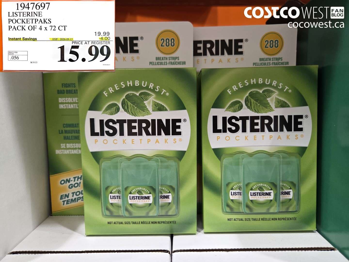 listerine pocketpaks pack of 4 x 72 ct