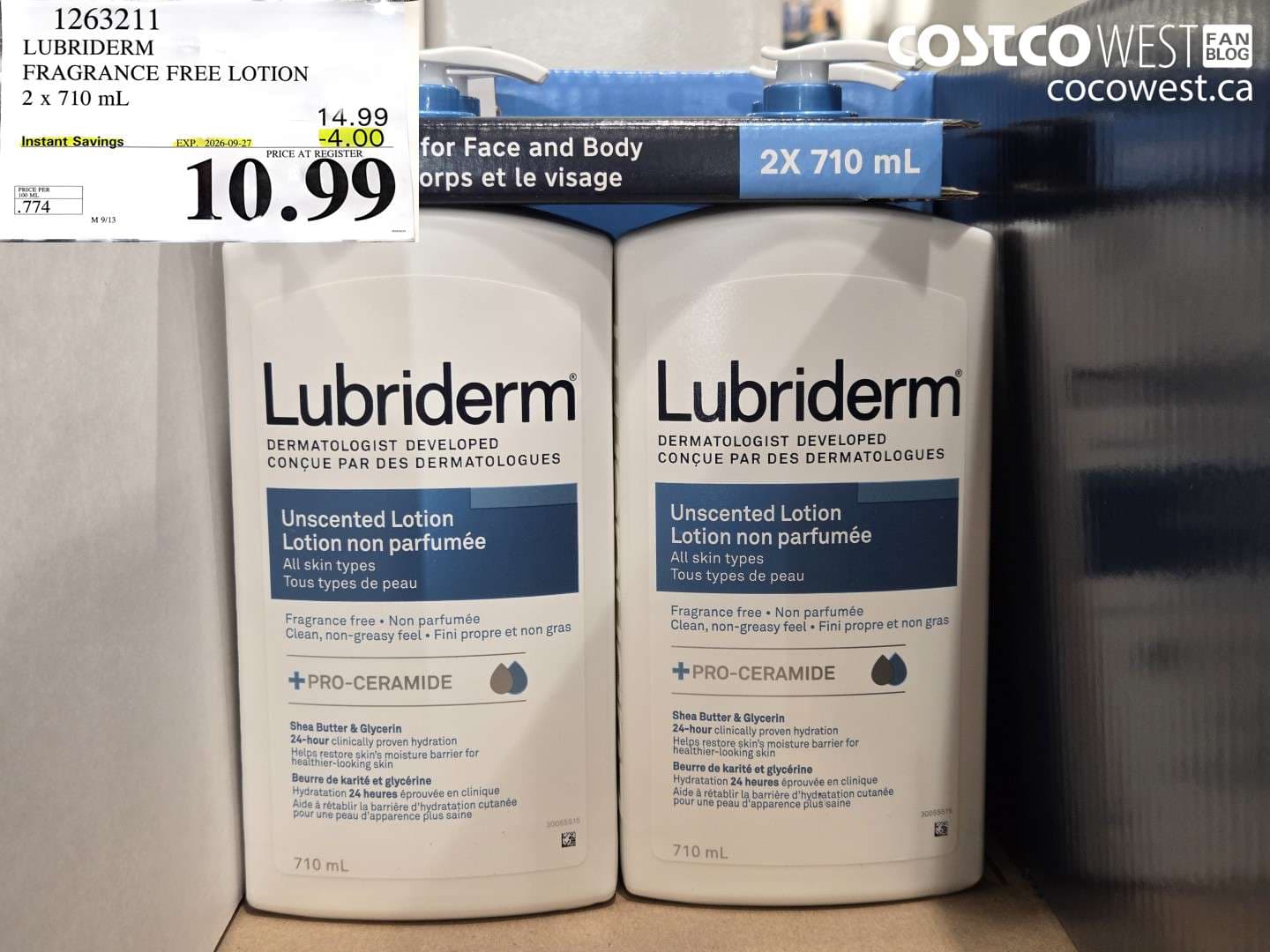 lubriderm fragrance free lotion 2 x 710 ml