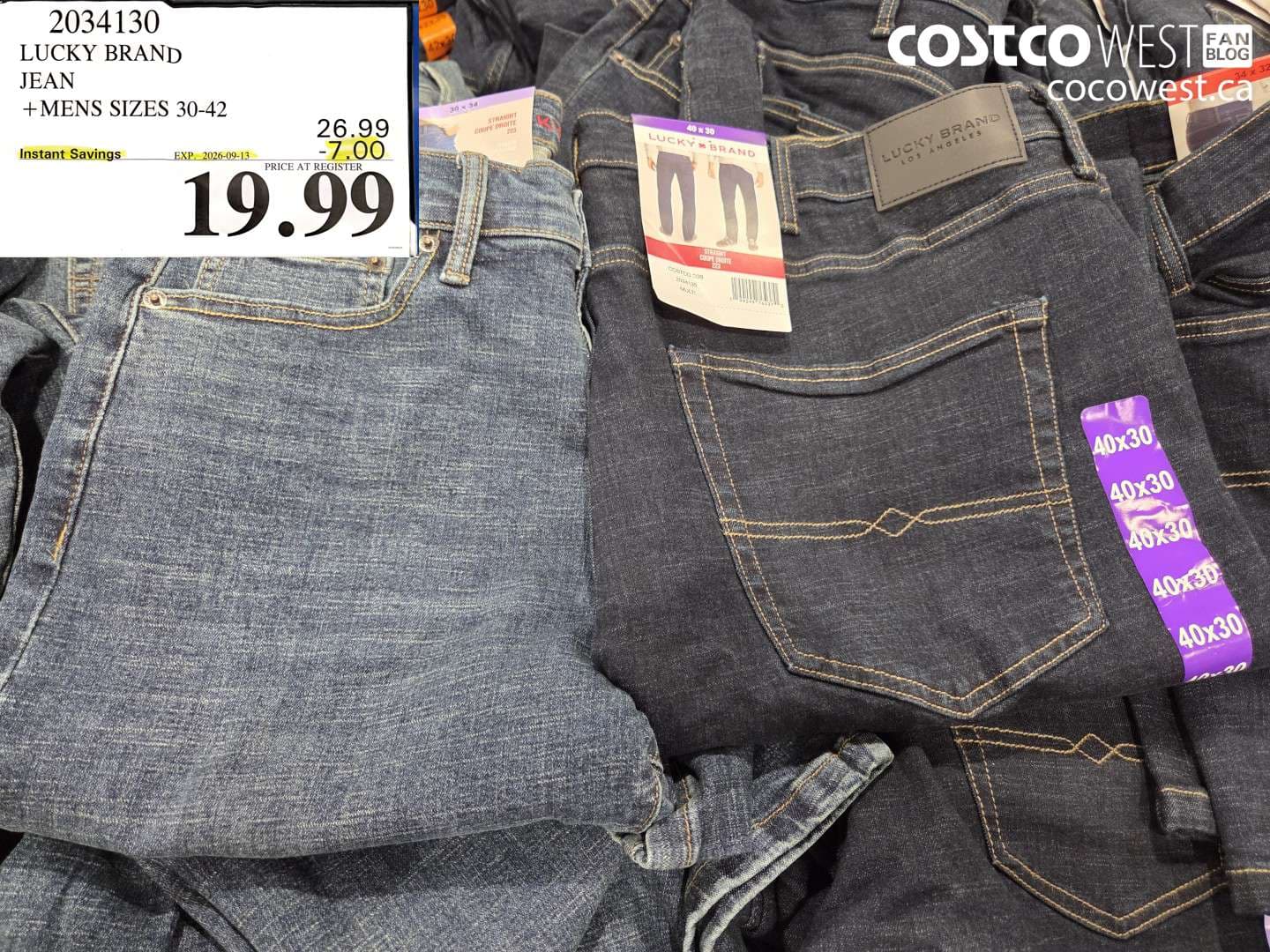 lucky brand jean mens sizes 3042