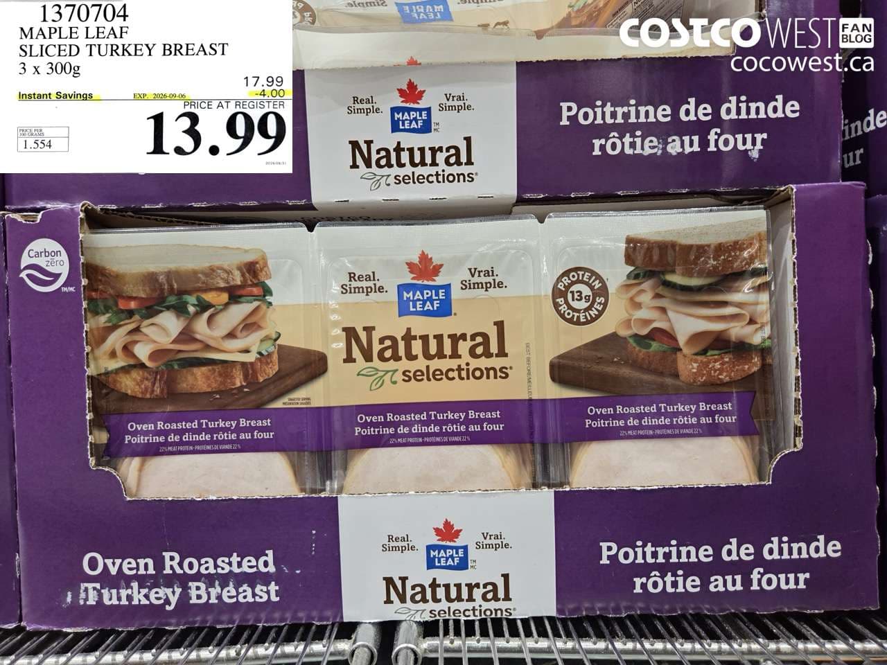 maple leaf sliced turkey breast 3 x 300g