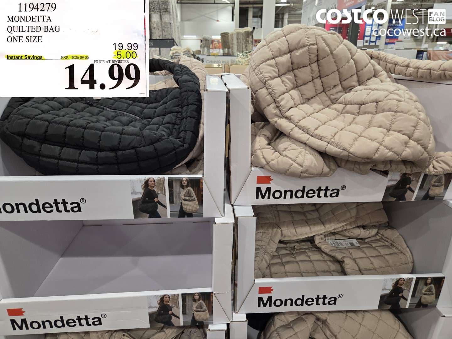 mondetta quilted bag one size
