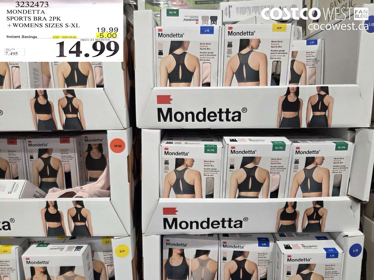 mondetta sports bra 2pk womens sizes sxl
