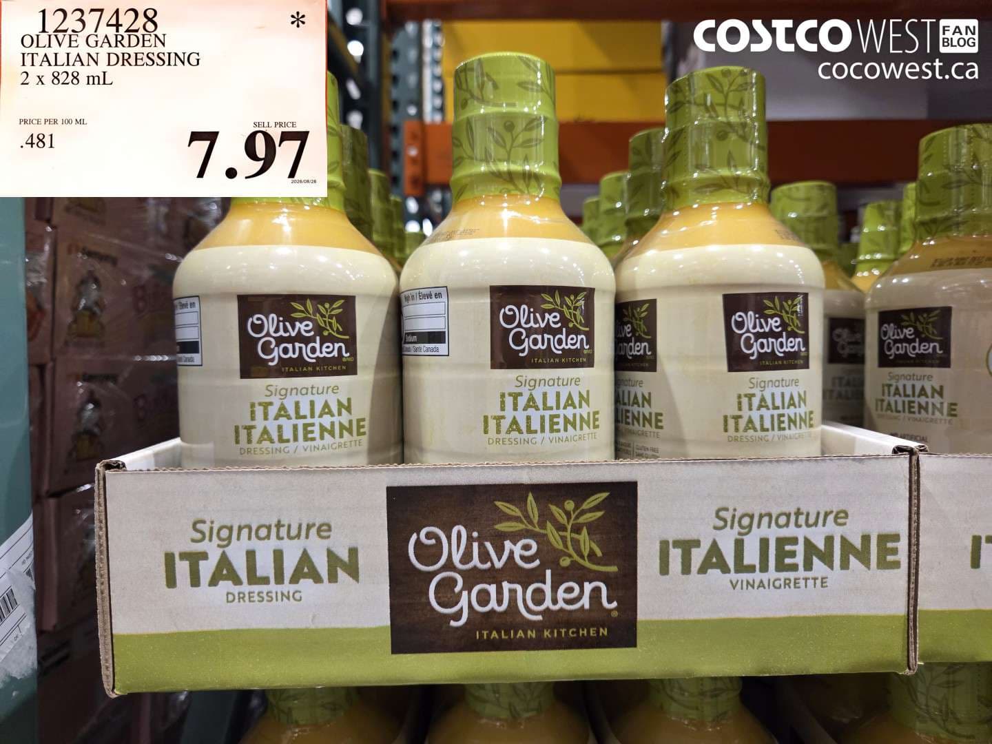 olive garden italian dressing 2 x 828 ml